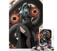 Puzzle da 1000 pezzi - Ragazza anime con serpente e occhi scuri Decorazione per la casa Giocattoli Regali di compleanno Gioco educativo Allena il tuo cervello e le tue mani Dimensioni 38x26cm
