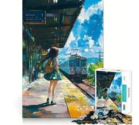 Puzzle da 1000 pezzi "Ragazza anime in attesa alla stazione ferroviaria" - Gioco di concentrazione mentale,tagli di precisione,bordi lisci,attività rilassante per serate tranquille (38x26cm)