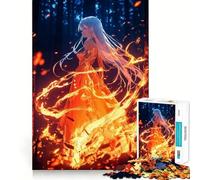 Puzzle da 1000 pezzi "Ragazza anime nel fuoco",gioco di abilità mentale,incastro stabile,parti che non si spostano,passatempo divertente per i lunghi weekend (38x26cm)