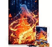 Puzzle da 1000 pezzi "Ragazza anime nel fuoco" per adolescenti, esercizio di ragionamento, svago rilassante, bordi di alta qualità, regalo pensato con cura (38x52cm)