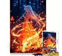 Puzzle da 1000 pezzi "Ragazza anime nel fuoco" per adolescenti, stimolante per la memoria, ideale per il relax e il divertimento, con tagli netti e un regalo perfetto (50x75cm)