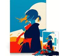 Puzzle da 1000 pezzi "Ragazza anime nel vento" per adolescenti,gioco di memoria,incastro perfetto,nessun pezzo si stacca,ideale da portare in viaggio,gioco per allenare la mente,regalo (38x52cm)