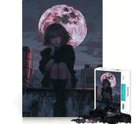 Puzzle da 1000 pezzi "Ragazza anime sotto la luna di sangue" - Gioco interattivo per stimolare la mente - Incastro perfetto,nessun pezzo si stacca - Sfida cerebrale per la casa (38x52cm)