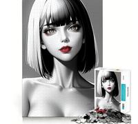 Puzzle da 1000 pezzi "Ragazza bellissima con labbra rosse" con bordi perfetti Gioco intelligente e stimolante,ideale per il gioco lento e divertente,perfetto come regalo di compleanno (38x52cm)