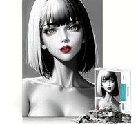 Puzzle da 1000 pezzi "Ragazza bellissima con labbra rosse",pezzi a incastro,gioco cognitivo,regalo,momento di divertimento accogliente,scena natalizia (50x75cm)
