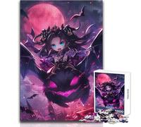 Puzzle da 1000 pezzi, ragazza che cavalca un pipistrello, luna di sangue, rilassante, attività per il tempo libero, taglio di precisione, bordo liscio, giocattolo da gioco, dimensioni 50x75cm