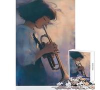 Puzzle da 1000 pezzi Ragazza che suona la tromba Arte digitale Decorazione per la casa Giocattoli Ottimo regalo per giochi Gioco pratico Lista dei desideri con Babbo Natale Dimensioni 50x75cm
