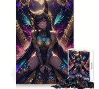 Puzzle da 1000 pezzi "Ragazza con la piuma arcobaleno" per adulti, gioco di logica puro, momento di relax, taglio netto, regalo sentito 38x26cm