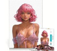 Puzzle da 1000 pezzi "Ragazza Cyberpunk dai Capelli Rosa" per Adulti, Gioco Cognitivo da Assemblare e Collezionare (38x52cm)