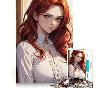 Puzzle da 1000 pezzi "Ragazza dai capelli rossi vecchio stile" per adulti, gioco di logica, divertente da giocare insieme, bordo premium, regalo elegante (38x26cm)