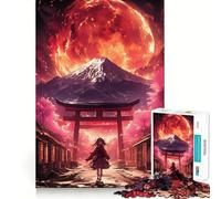 Puzzle da 1000 pezzi "Ragazza della Luna di Sangue in Giappone",disegno ritagliato con precisione,attività di gioco intelligente,momento di relax,regalo di compleanno 38x26cm