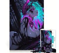 Puzzle da 1000 pezzi Ragazza Demone al Neon nella Foresta Oscura per Adolescenti, Giocattolo per Pensare Intelligente, Facile e Rilassante, Taglio Preciso, (50x75cm)