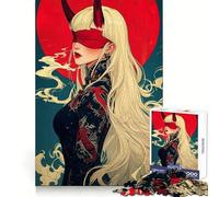 Puzzle da 1000 pezzi "Ragazza demone bendata con vestito da drago" per adulti e ragazzi Allenamento mentale, facile relax, bordi definiti, regalo di Natale (50x75cm)