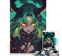 Puzzle da 1000 pezzi Ragazza demone dai capelli verdi, gioco educativo, antistress, compleanno e Natale 50x75cm