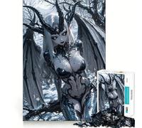 Puzzle da 1000 pezzi "Ragazza Demone Invernale con Ali" per Adolescenti,Divertimento con le Abilità Mentali,Dimensioni Uniformi,Pezzi Precisi,Rilassante Attività di Gruppo al Chiuso (38x52cm)