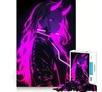Puzzle da 1000 pezzi "Ragazza Demone Neon" per adolescenti, gioco di logica, attività per rafforzare lo spirito di squadra, regalo memorabile e di qualità (38x52cm)