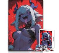 Puzzle da 1000 pezzi, ragazza demone succube con corna, rilassante, da solo, momento di tranquillità, taglio preciso, giocattolo da gioco, dimensioni 38x52cm