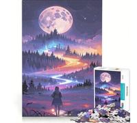 Puzzle da 1000 pezzi "Ragazza e pianeta selvaggio", gioco rilassante, divertente antistress, regalo per amici e familiari 38x52cm
