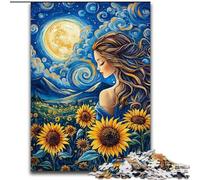 Puzzle da 1000 pezzi "Ragazza Girasole", giocattolo educativo intellettuale decomprimente, regalo di compleanno, regali, arte murale (dimensioni 50x75cm)