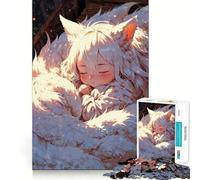Puzzle da 1000 pezzi "Ragazza Kitsune addormentata" per adolescenti, ideale per migliorare la memoria, per un relax divertente, con tagli netti e pezzi da collezione 38x52cm