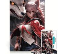Puzzle da 1000 pezzi "Ragazza Lupo Guerriera" - Gioco cognitivo divertente con componenti robusti e ben definiti,ideale per momenti di tranquillità e allenamento mentale a casa (38x26cm)