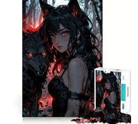 Puzzle da 1000 pezzi "Ragazza lupo nella foresta" per adolescenti,gioco di abilità mentale,taglio laser per un incastro perfetto,rilassante attività di gruppo al chiuso (38x26cm)