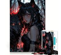 Puzzle da 1000 pezzi "Ragazza Lupo nella Foresta" per adulti,gioco di problem solving di livello professionale,attività rilassante di gruppo al chiuso (38x52cm)