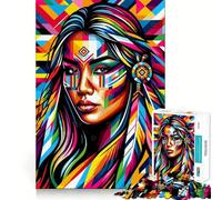 Puzzle da 1000 pezzi "Ragazza nativa americana" Wpap per adulti e ragazzi, rompicapo rilassante, attività artistica da assemblare, regalo premuroso (38x52cm)