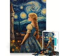 Puzzle da 1000 pezzi "Ragazza nella notte stellata" per adulti, gioco per allenare la mente, divertimento casual, taglio di precisione, regalo artistico 50x75cm