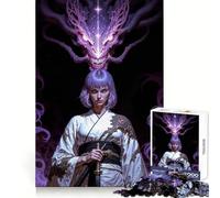 Puzzle da 1000 pezzi "Ragazza samurai con spirito drago" per adulti, gioco di logica fine, per il tempo libero, con bordi definiti, oggetto da collezione (38x52cm)