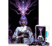 Puzzle da 1000 pezzi "Ragazza samurai con spirito drago" per adulti, gioco di logica fine, per il tempo libero, con bordi definiti, oggetto da collezione (38x52cm)