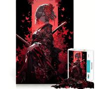 Puzzle da 1000 pezzi "Ragazza samurai in rosso" per adulti, ideale per rafforzare la memoria, per il divertimento di gruppo, con bordi netti ed elegante (38x26cm)