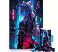Puzzle da 1000 pezzi "Ragazza Samurai Lupo" per adulti,divertente per allenare la mente,con componenti robusti e ben definiti,ideale per una pausa rilassante (50x75cm)