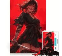 Puzzle da 1000 pezzi "Ragazza Samurai Sanguinaria" con giunture precise,gioco di costruzione che stimola la concentrazione,gioco tranquillo,divertimento assicurato per il compleanno 50x75cm