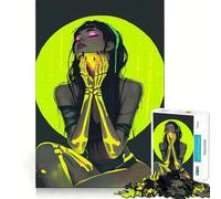 Puzzle da 1000 pezzi "Ragazza scheletro al neon" per adulti, gioco per allenare la mente, divertimento rilassante, assemblaggio artistico, opera d'arte (50x75cm)