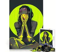 Puzzle da 1000 pezzi "Ragazza scheletro al neon" per adulti, gioco per allenare la mente, divertimento rilassante, assemblaggio artistico, opera d'arte (50x75cm)