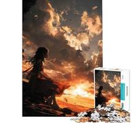 Puzzle da 1000 pezzi "Ragazza sulla scogliera al tramonto" - Un'opera d'arte che stimola la mente ideale per la decorazione della casa e come antistress Adatto a partire dai 14 anni (50x75cm)