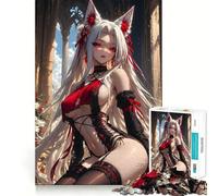 Puzzle da 1000 pezzi "Ragazza volpe anime in rosso e nero" - Gioco di sfida mentale - Taglio di precisione - Divertente sfida per il tempo di attesa (50x75cm)