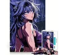 Puzzle da 1000 pezzi "Ragazza volpe anime sotto la pioggia" per adolescenti Divertimento stimolante per la mente,taglio di alta precisione,attività creativa rilassante e pausa rigenerante (50x75cm)