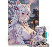 Puzzle da 1000 pezzi "Ragazza Volpe Bianca" per adolescenti,gioco stimolante per la mente,incastro perfetto,senza spazi vuoti,rilassante attività di gruppo al chiuso (50x75cm)