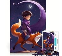 Puzzle da 1000 pezzi "Ragazzo che cavalca una volpe al chiaro di luna" con bordi sottiliAttività creativa per stimolare la mente,rilassante e divertente,regalo di Natale (38x52cm)