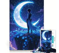 Puzzle da 1000 pezzi "Ragazzo che guarda la luna" Taglio preciso Gioco stimolante per la mente Divertimento per il tempo libero Decorazione natalizia Regalo (38x52cm)