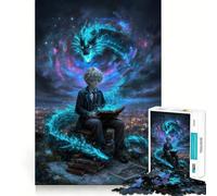 Puzzle da 1000 pezzi Ragazzo che legge con spirito del drago,taglio preciso,arte,logica,gioco di pensiero,gioco tranquillo,attività per compleanno (38x52cm)