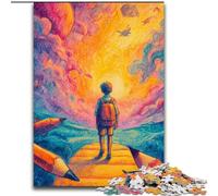 Puzzle da 1000 pezzi "Ragazzo che va a scuola" per adulti e adolescenti, giocattolo educativo antistress, ideale come regalo per tutta la famiglia (50x75cm)