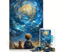 Puzzle da 1000 pezzi: Ragazzo e volpe che guardano una galassia,taglio perfetto,divertente attività di gioco intelligente,momento di relax,gioco artistico per compleanno (38x52cm)