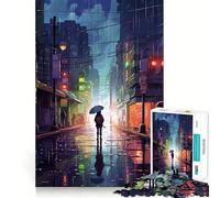 Puzzle da 1000 pezzi Rain City Pixel bit Art per adolescenti, gioco di logica e tranquillità, taglio perfetto, lista dei desideri di Babbo Natale (38x52cm)