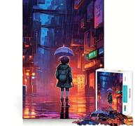 Puzzle da 1000 pezzi Rain City Pixel bit Art per adolescenti, gioco di logica mentale, tranquillo, con taglio preciso, ideale come regalo di Babbo Natale (38x52cm)