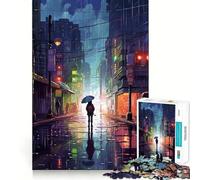 Puzzle da 1000 pezzi "Rain City Pixel bit Art" per adulti, gioco di logica, divertente e rilassante, pezzo da collezione con intagli precisi (50x75cm)