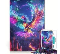 Puzzle da 1000 pezzi "Rainbow Phoenix Rising" per adolescenti, ideale per rafforzare la memoria, creare legami familiari, con bordi precisi e un regalo pensato con cura (38x26cm)