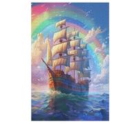 Puzzle Da 1000 Pezzi Rainbow Sailboat Per Adulti Puzzles In Legno Giochi Educativi Di Decorazione Della Casa 78×53cm